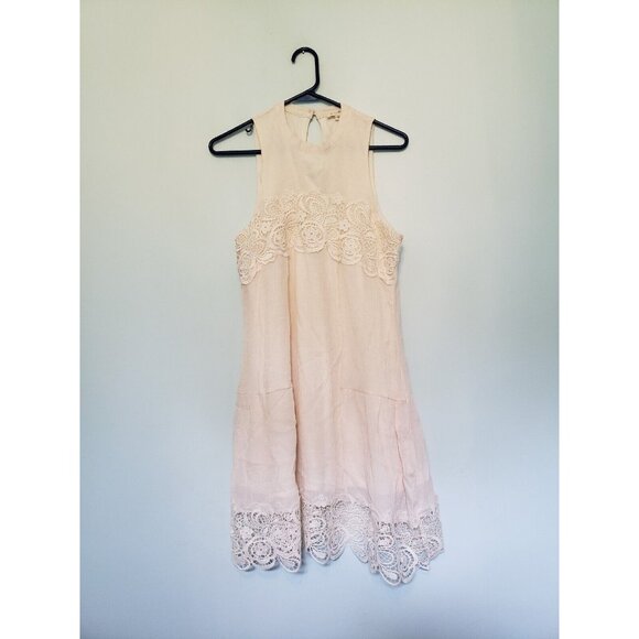 Rebellion Dresses & Skirts - Rebellion Again Womens M Tank Mini Dress Sleeveless Cream Floral Lace Gauzy Boho